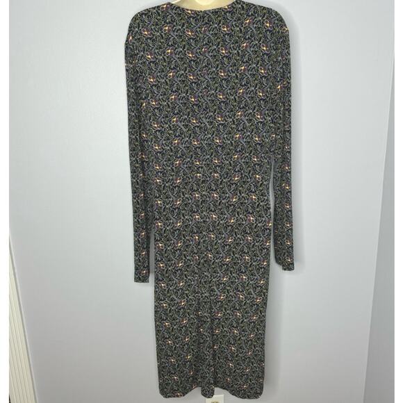 Brooks Brothers Violette-Print Navy Surplice Jersey Faux Wrap Jersey Dress XL - Picture 11 of 14